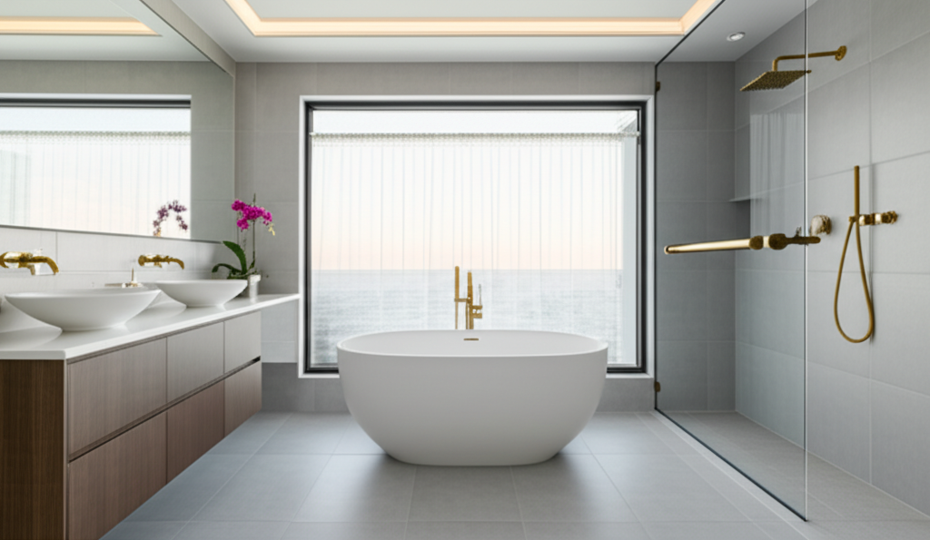Oval bağımsız mermer lavabo - modern tasarım